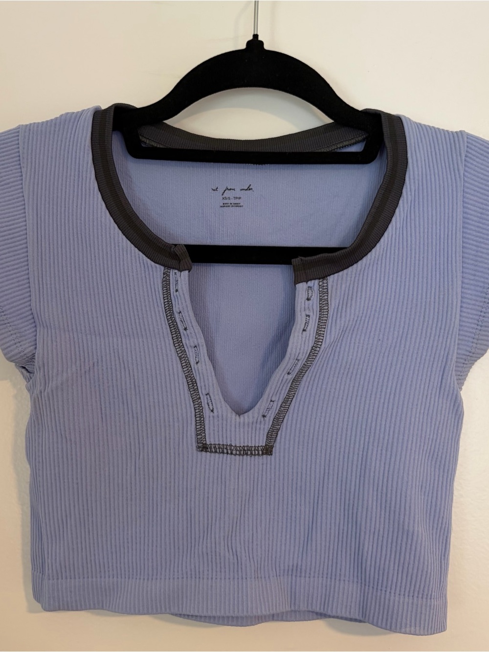 Urban Outfitters Lavender Ribbed Crop Top with Dark Trim